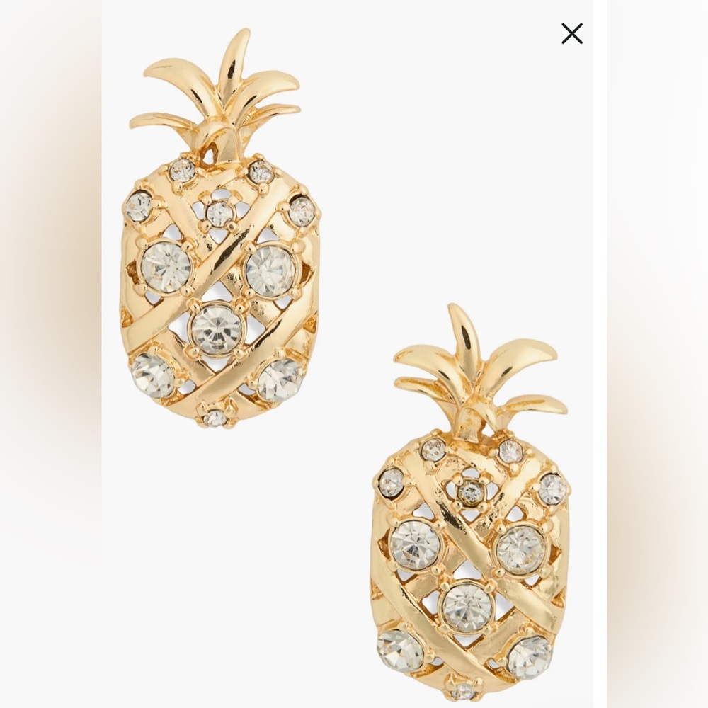 BaubleBar Gold Pineapple PavƩ Crystal Drop Earrings NIB